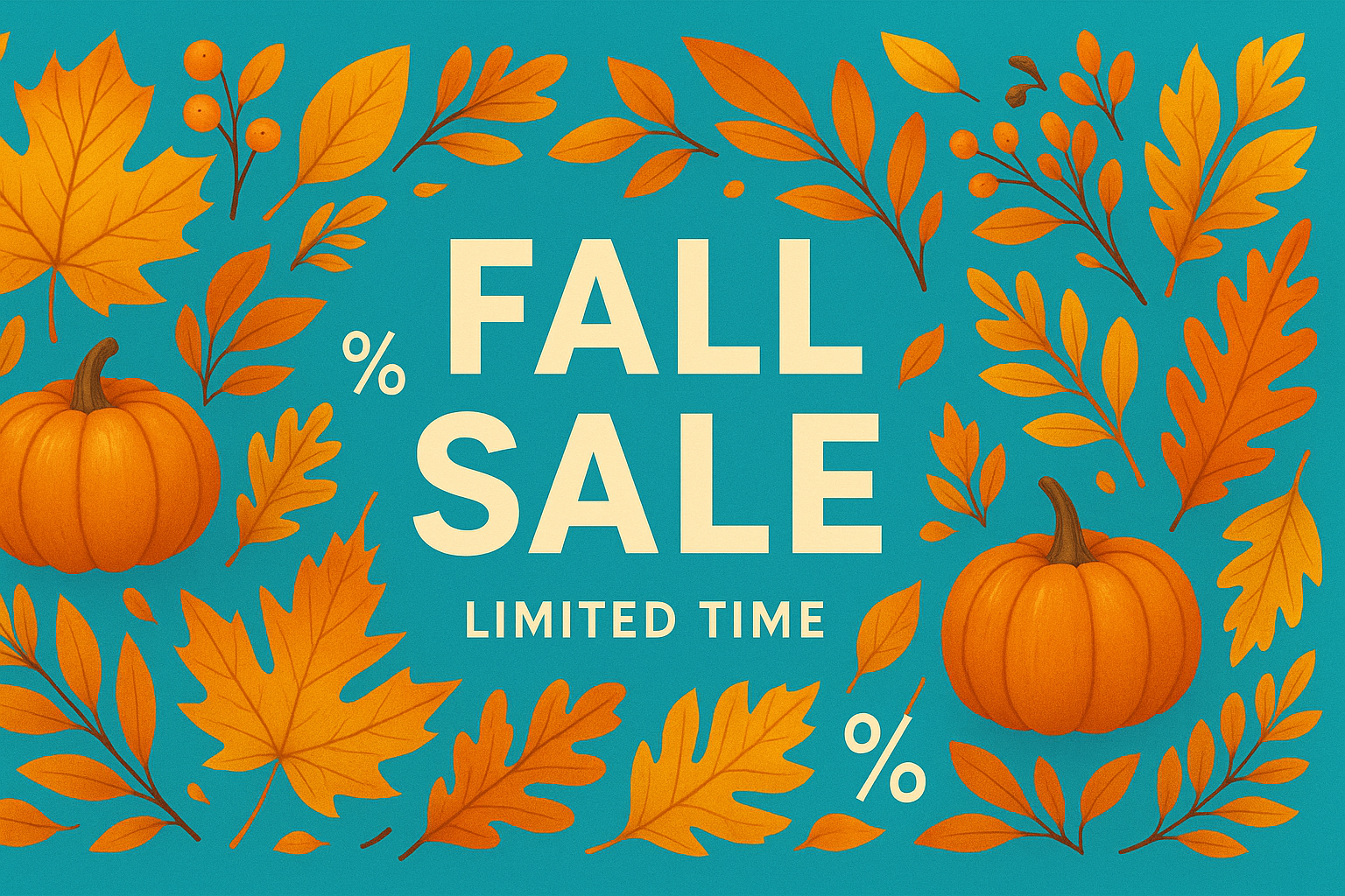 Fall sales banner that matchs the turqous blue color code